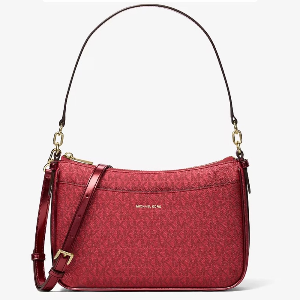 Michael Kors Crimson Red Pochette Crossbody